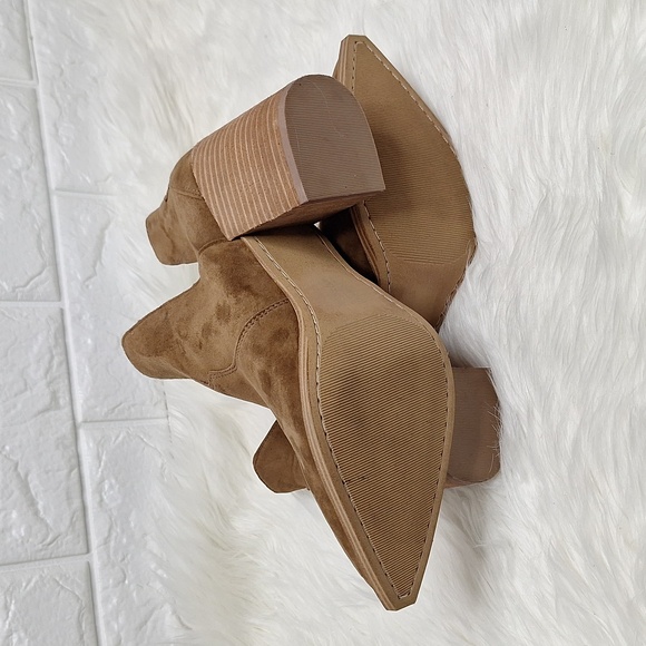 STEVE MADDEN Brown Suede Pointed Toe Heeled Ankle Chaya Boots - Picture 6 of 8